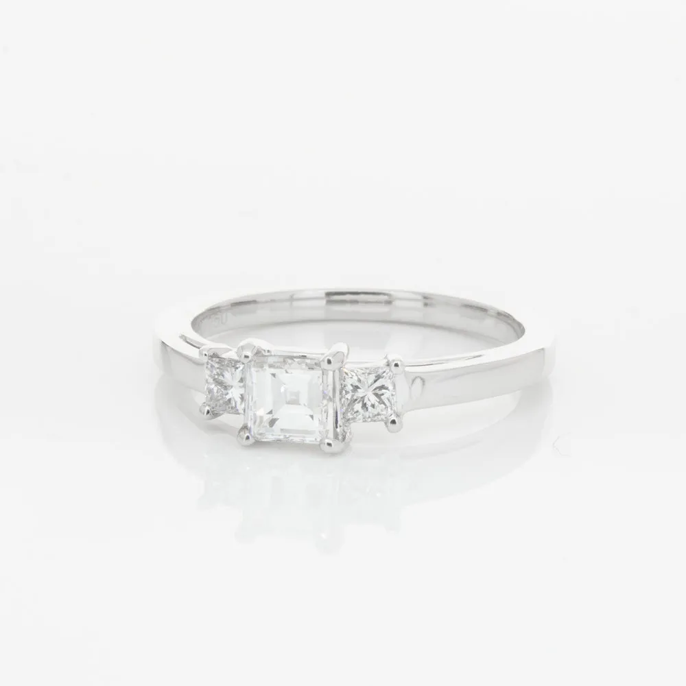 18ct White Gold .46ct Emerald Cut Diamond Olympus Ring