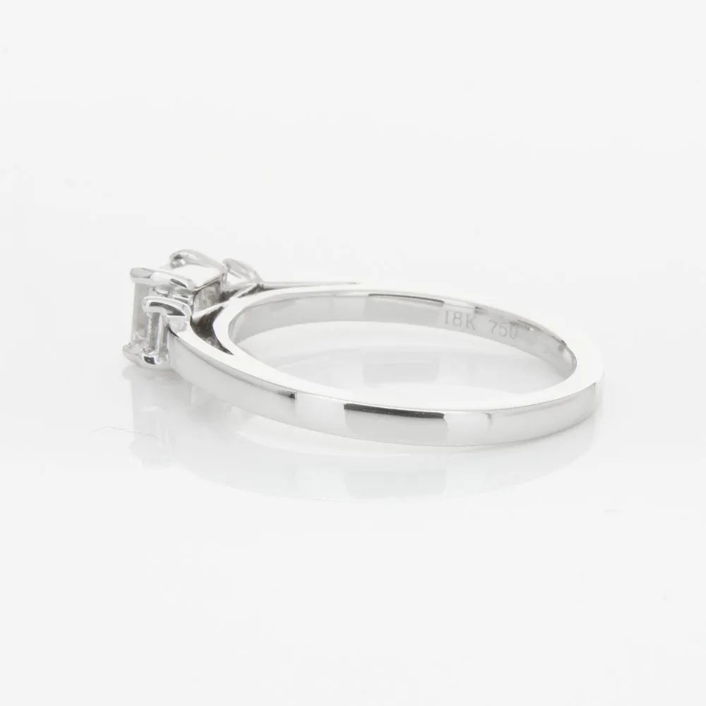 18ct White Gold .46ct Emerald Cut Diamond Olympus Ring