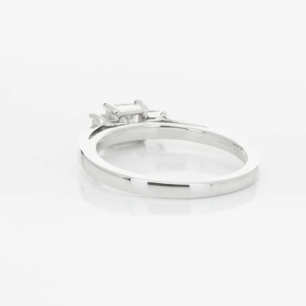 18ct White Gold .46ct Emerald Cut Diamond Olympus Ring