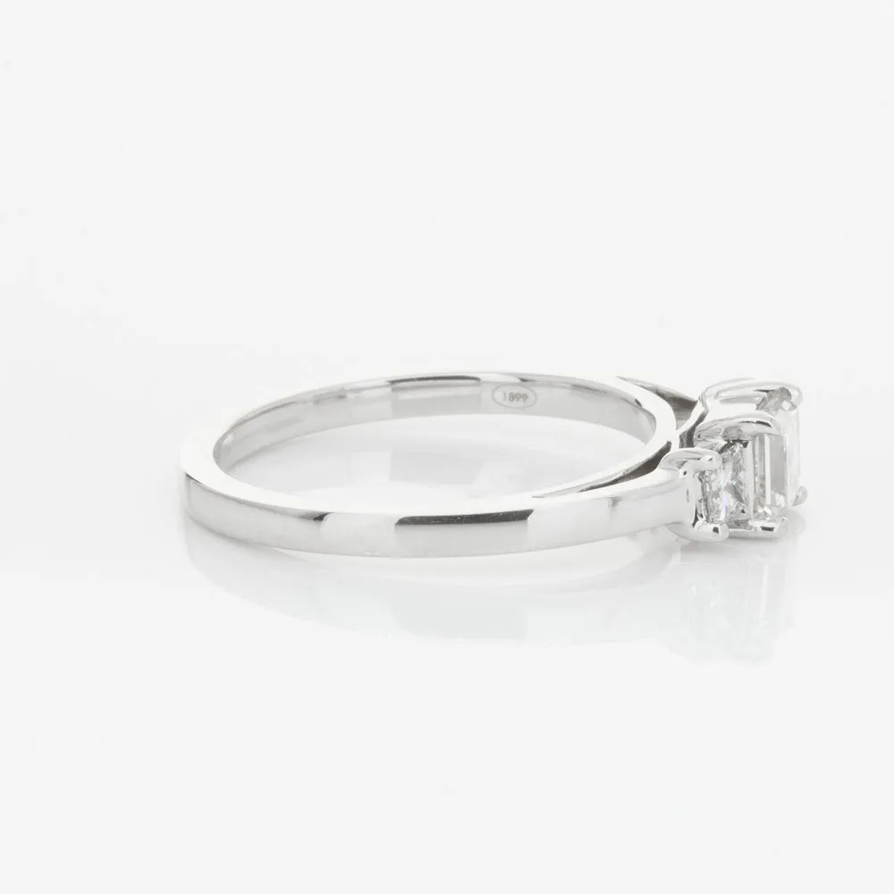 18ct White Gold .46ct Emerald Cut Diamond Olympus Ring