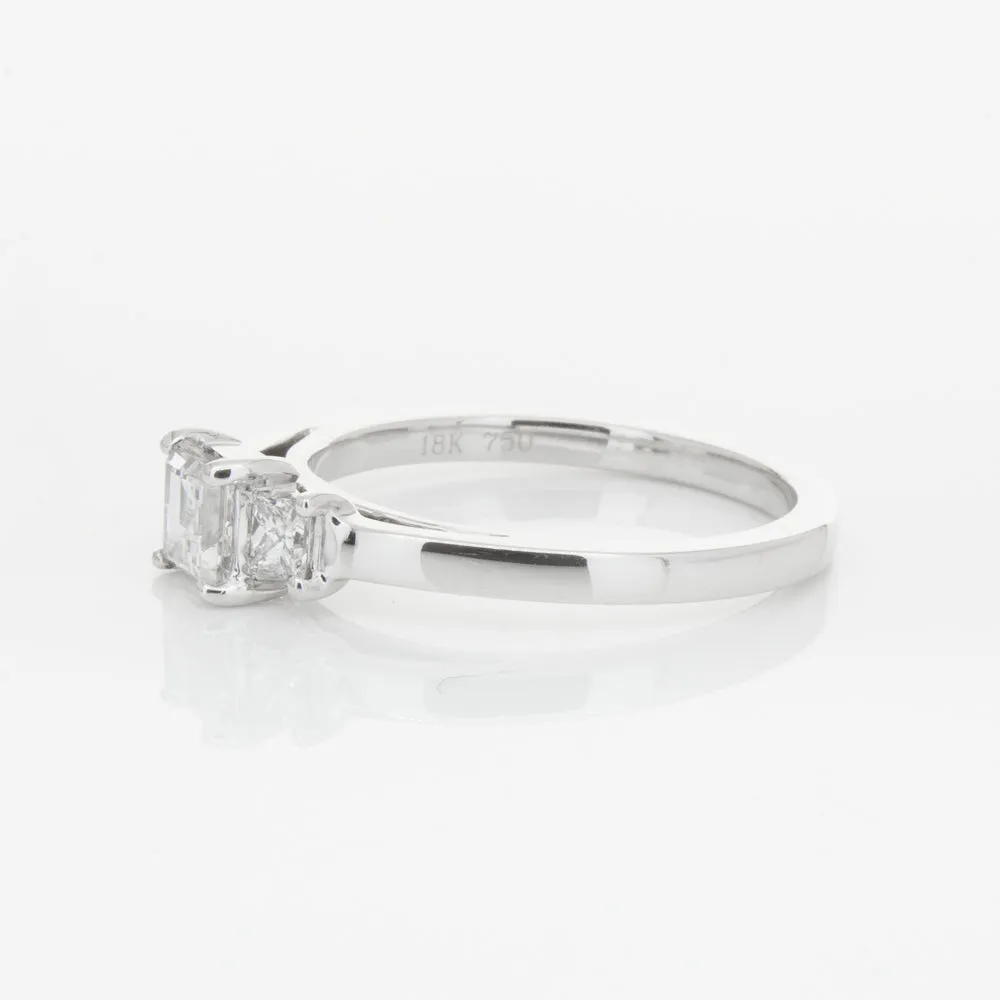 18ct White Gold .46ct Emerald Cut Diamond Olympus Ring