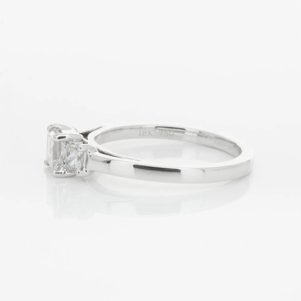 18ct White Gold .46ct Emerald Cut Diamond Olympus Ring