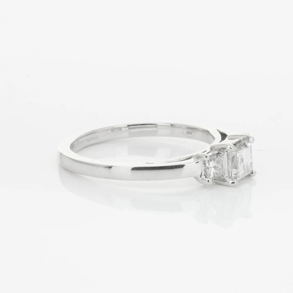 18ct White Gold .46ct Emerald Cut Diamond Olympus Ring