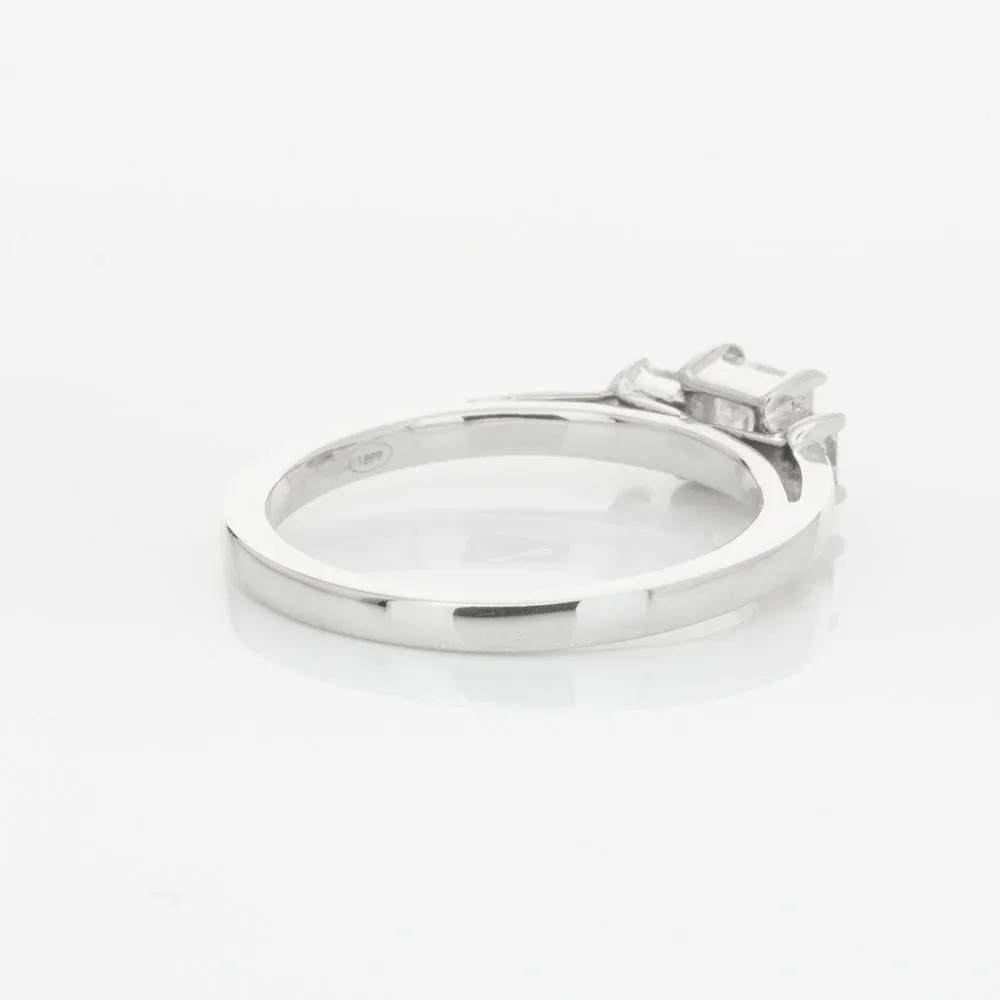 18ct White Gold .46ct Emerald Cut Diamond Olympus Ring