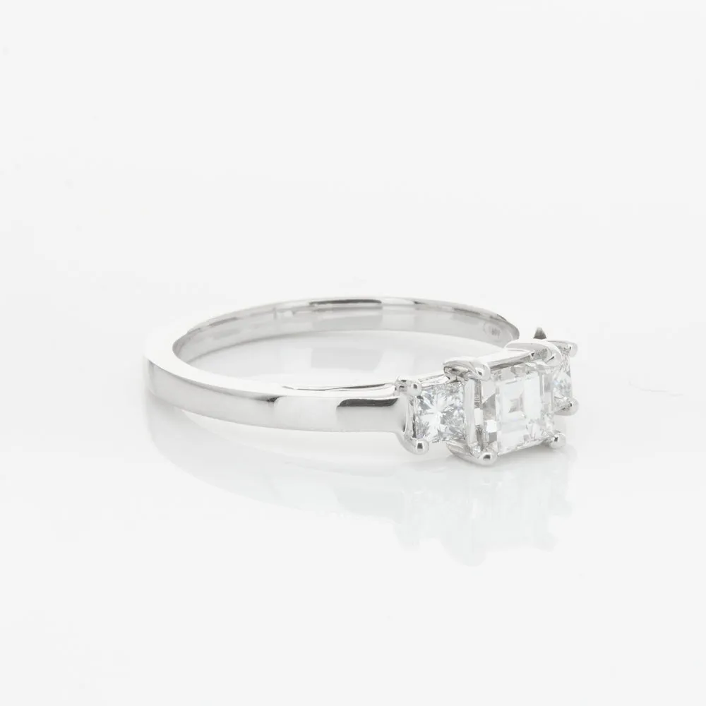 18ct White Gold .46ct Emerald Cut Diamond Olympus Ring