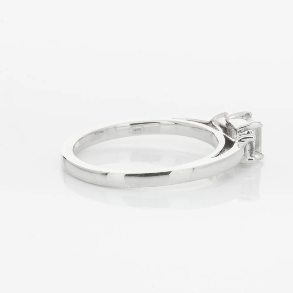 18ct White Gold .46ct Emerald Cut Diamond Olympus Ring