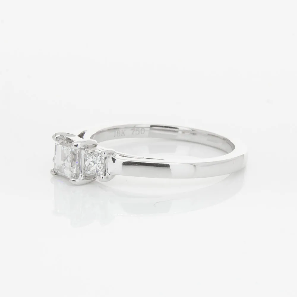 18ct White Gold .46ct Emerald Cut Diamond Olympus Ring