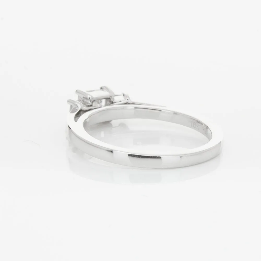 18ct White Gold .46ct Emerald Cut Diamond Olympus Ring