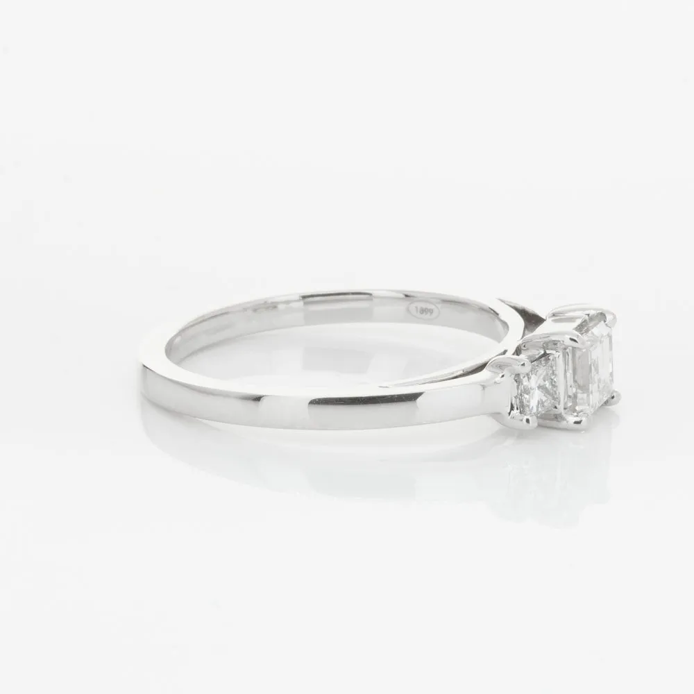 18ct White Gold .46ct Emerald Cut Diamond Olympus Ring