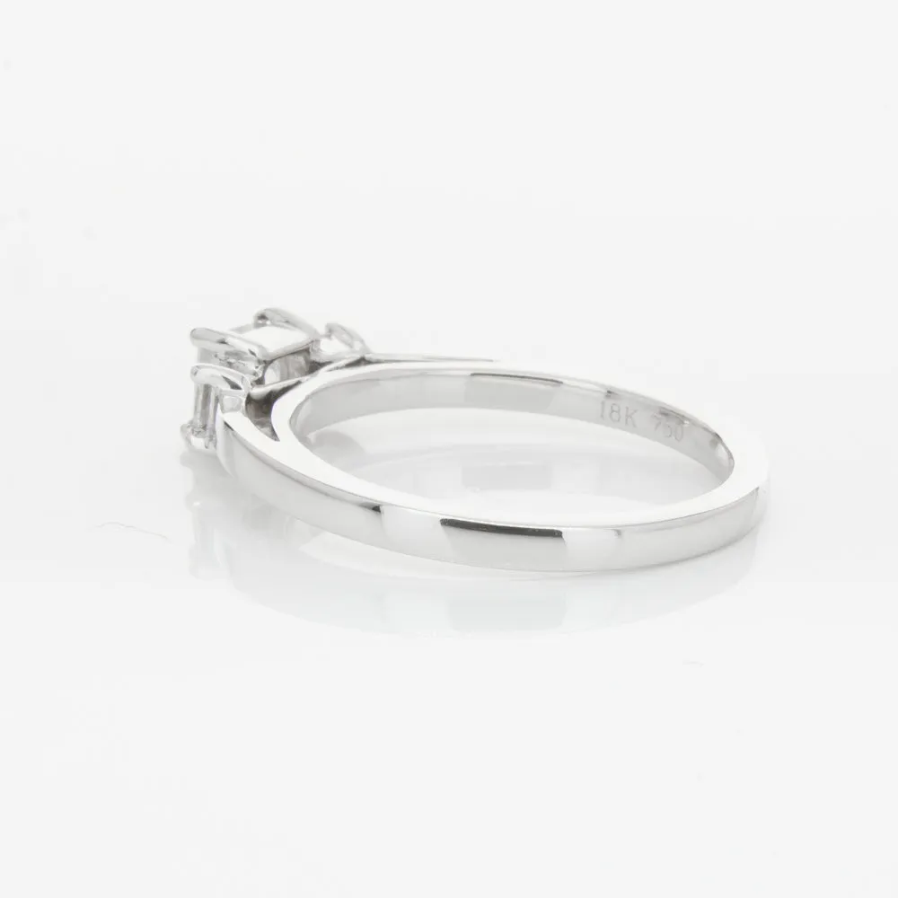 18ct White Gold .46ct Emerald Cut Diamond Olympus Ring