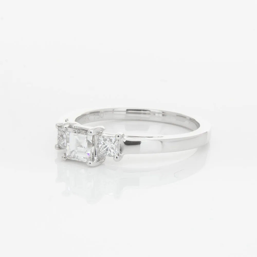 18ct White Gold .46ct Emerald Cut Diamond Olympus Ring