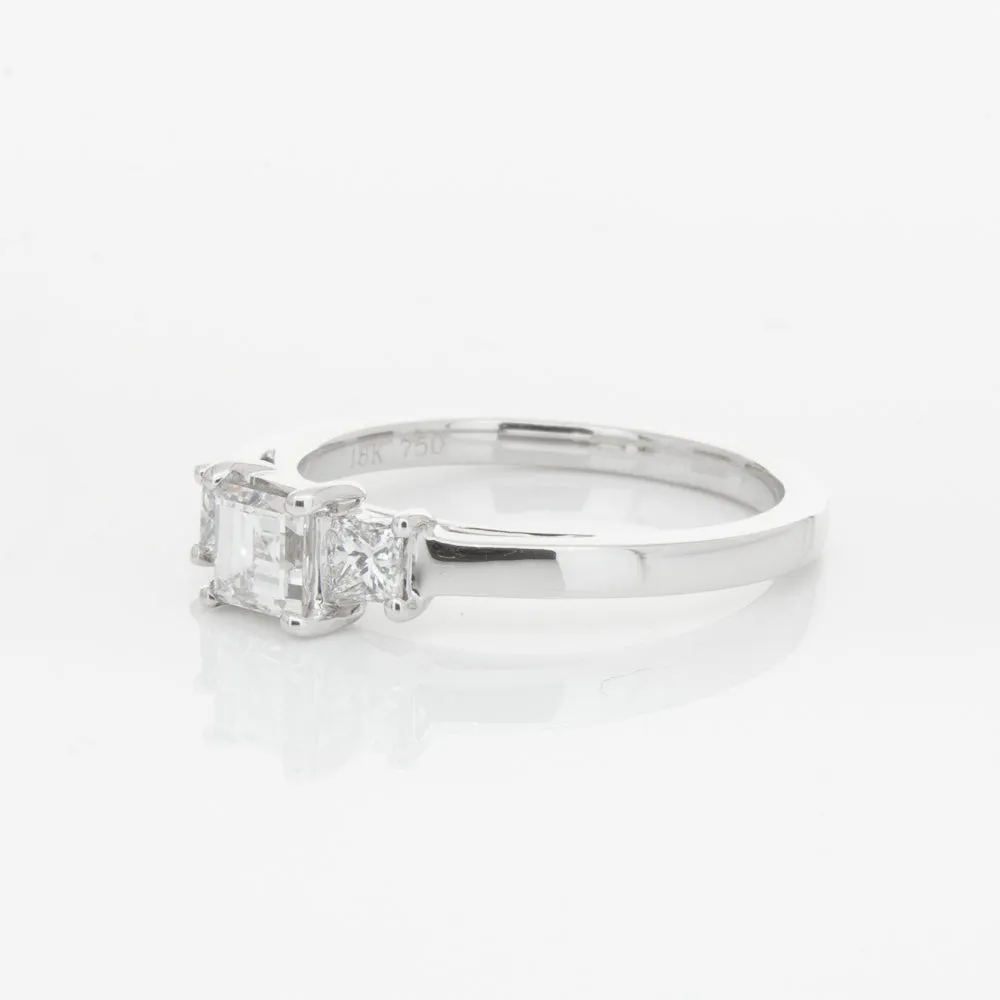 18ct White Gold .46ct Emerald Cut Diamond Olympus Ring