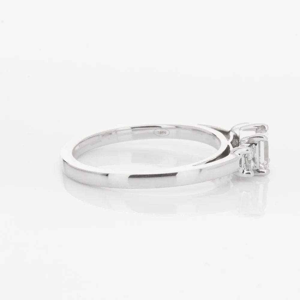 18ct White Gold .46ct Emerald Cut Diamond Olympus Ring