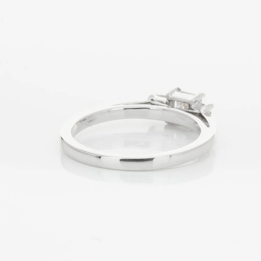 18ct White Gold .46ct Emerald Cut Diamond Olympus Ring