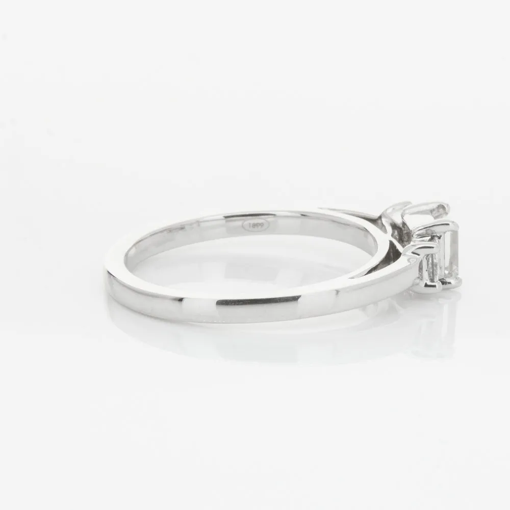 18ct White Gold .46ct Emerald Cut Diamond Olympus Ring