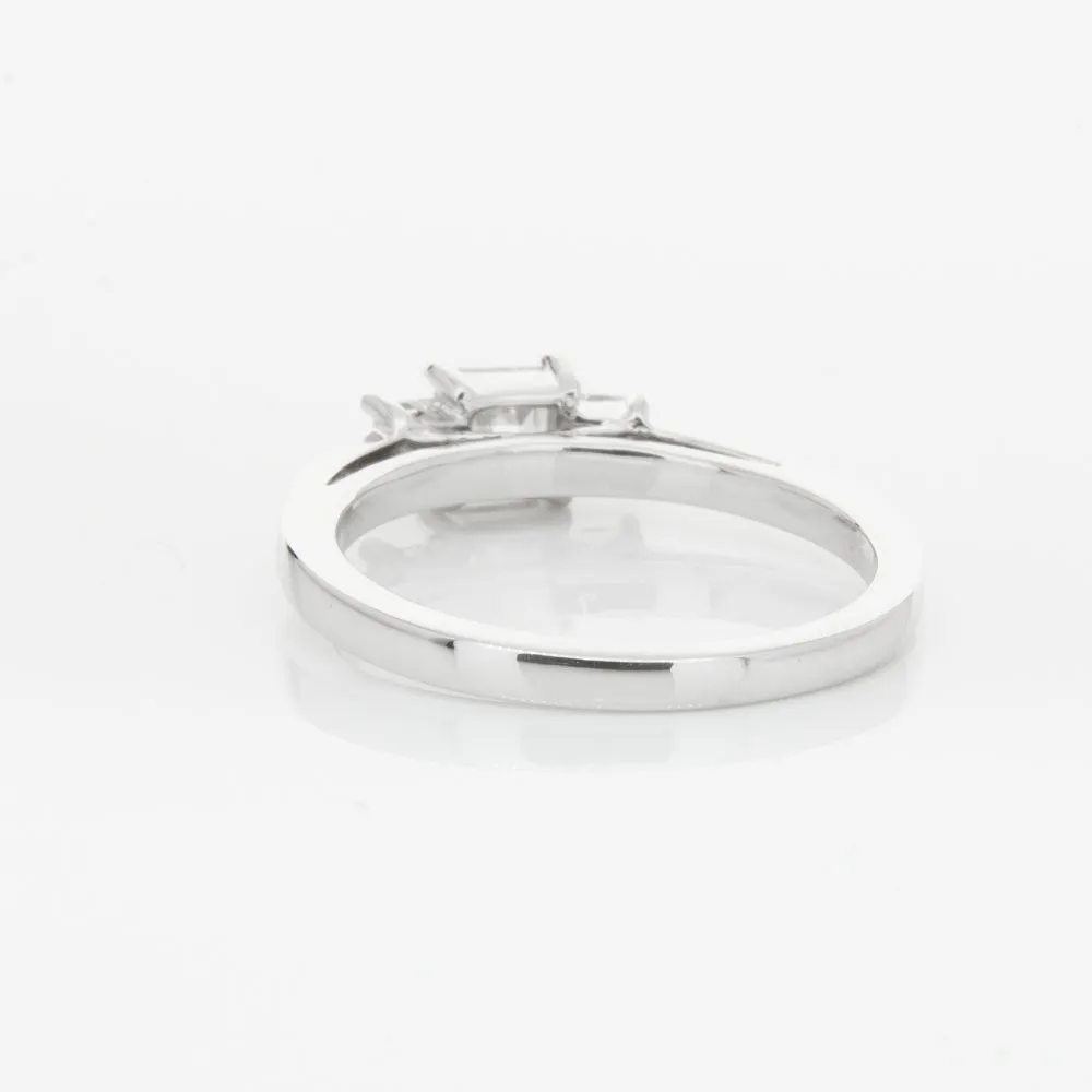 18ct White Gold .46ct Emerald Cut Diamond Olympus Ring