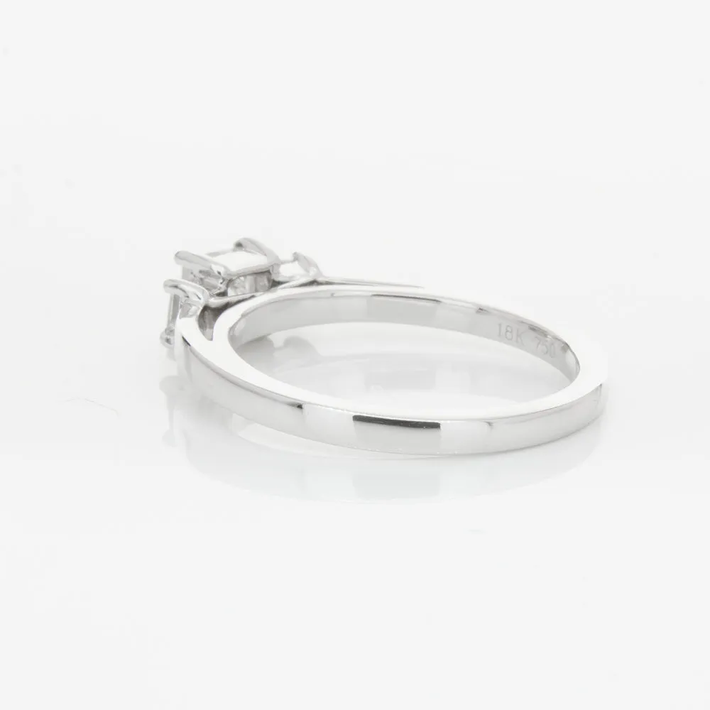 18ct White Gold .46ct Emerald Cut Diamond Olympus Ring