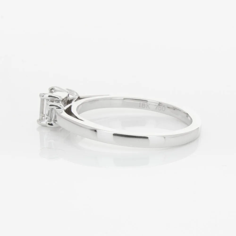 18ct White Gold .46ct Emerald Cut Diamond Olympus Ring