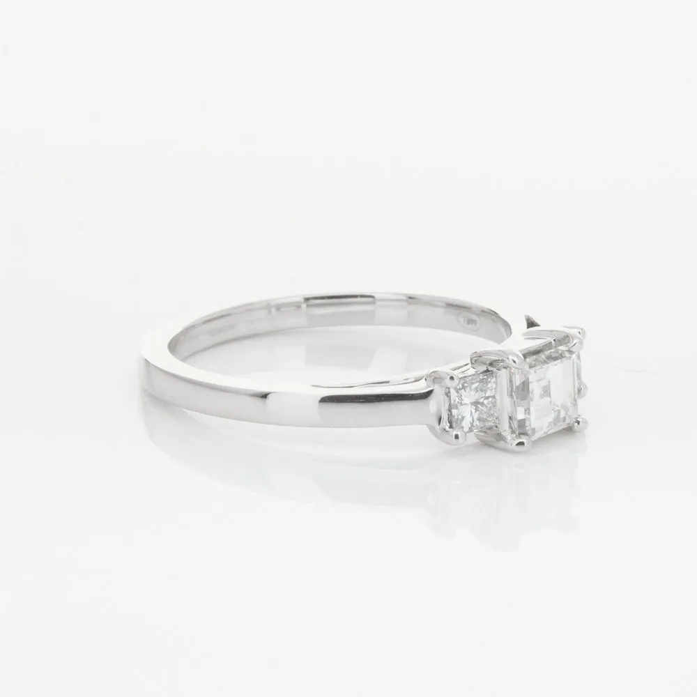 18ct White Gold .46ct Emerald Cut Diamond Olympus Ring