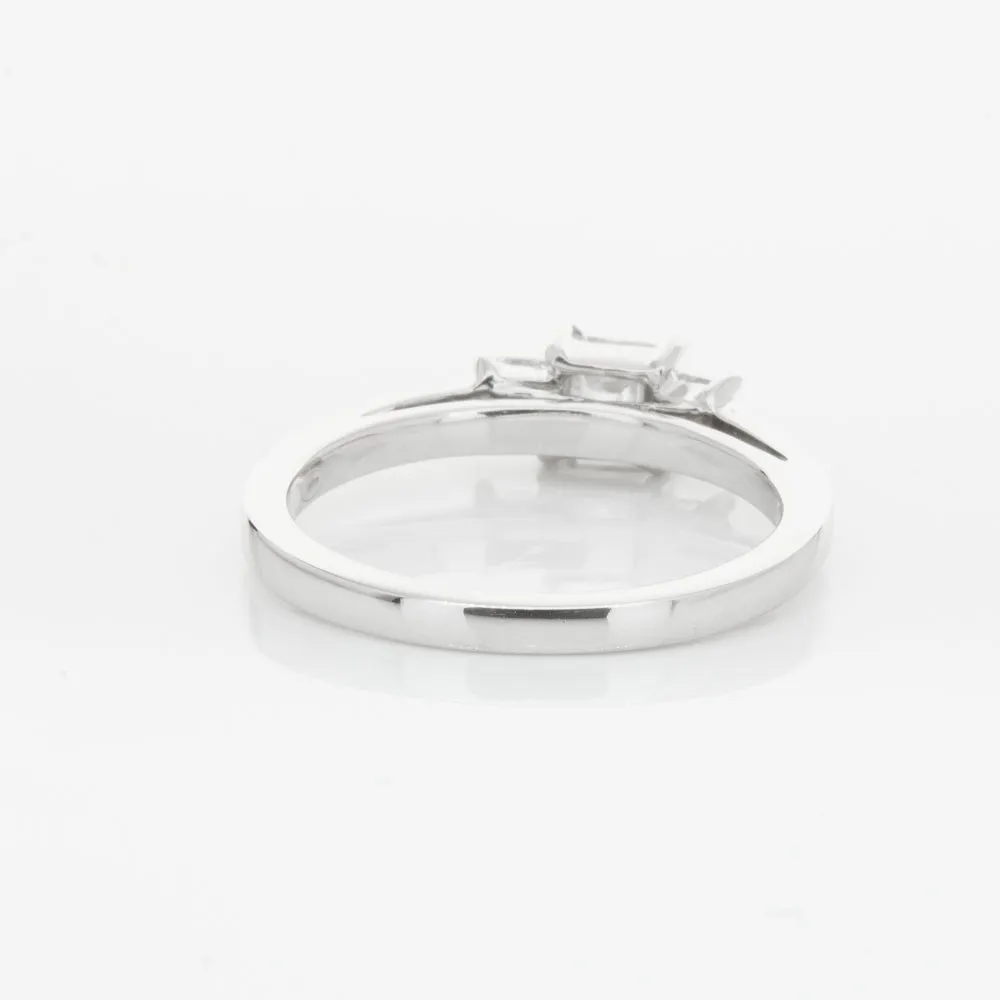 18ct White Gold .46ct Emerald Cut Diamond Olympus Ring