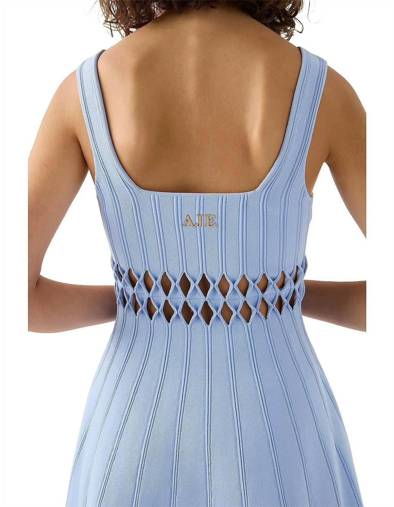 Aje Ney Diamond Cut Out Mini Dress Sky Blue Size XS / AU 6