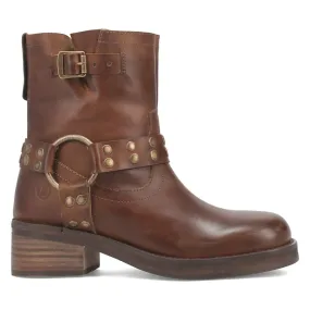 Anarchy Round Toe Zippered Cowboy Motorcycle Boots