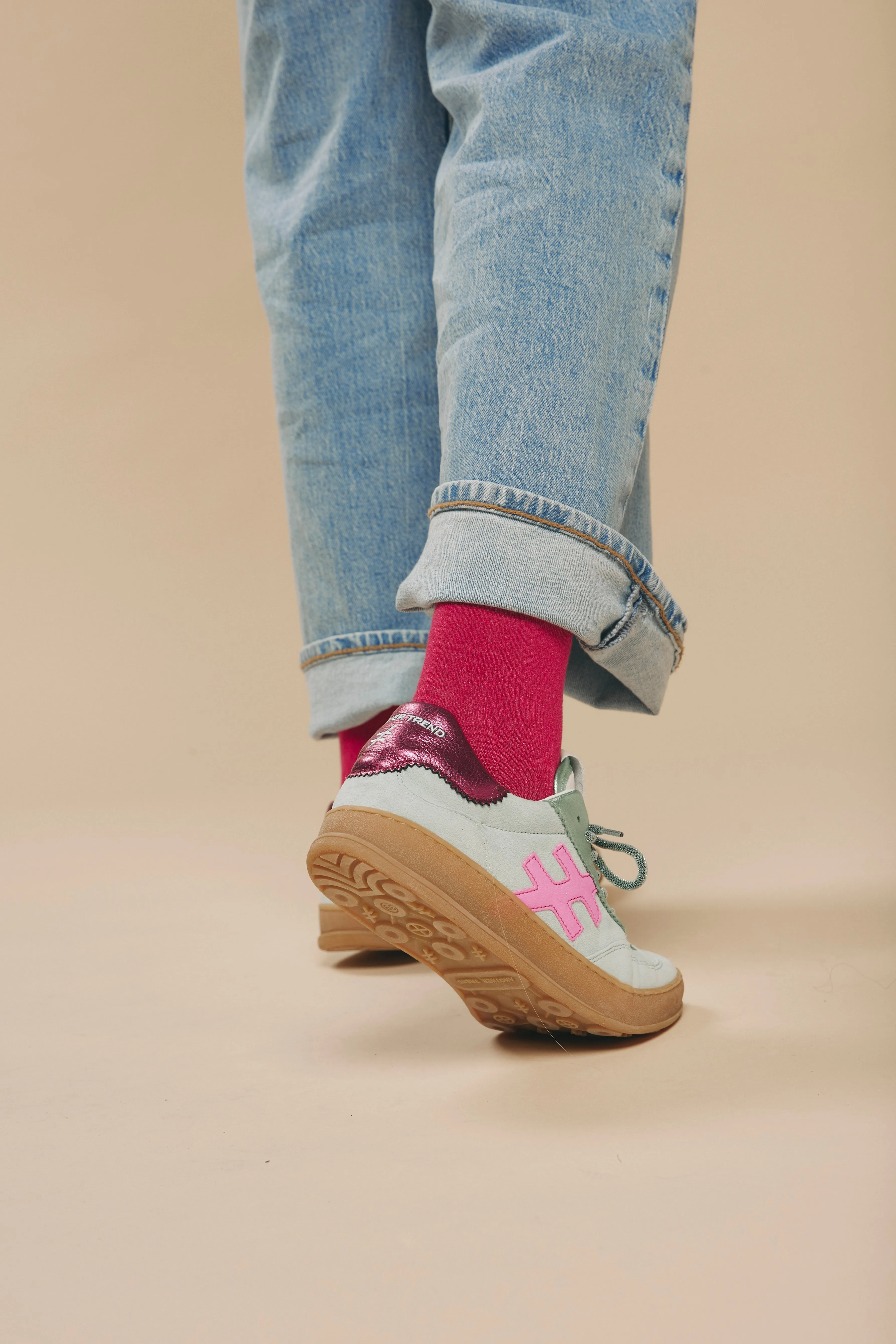 ANOTHER TREND- {A032 Mint} Mint and Cerise Pink Trainer [Generous Fit]