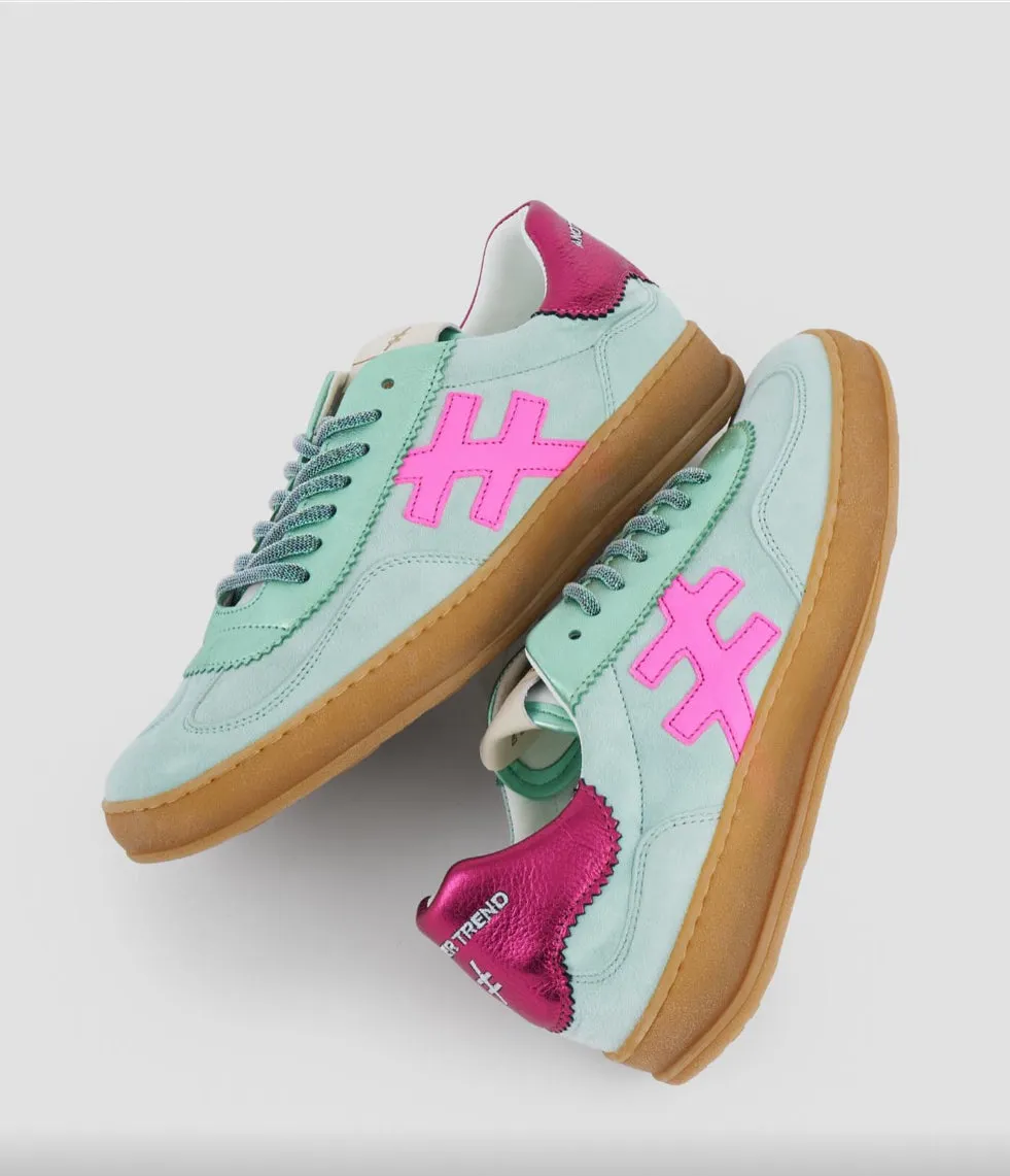 ANOTHER TREND- {A032 Mint} Mint and Cerise Pink Trainer [Generous Fit]