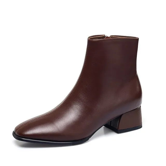 Astor Women's Leather Ankle Black Bootie