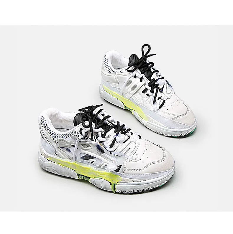 BELLALILY DIRTY WHITE DISSOLVE LEATHER SNEAKER