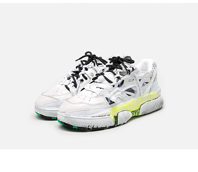 BELLALILY DIRTY WHITE DISSOLVE LEATHER SNEAKER