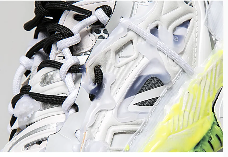 BELLALILY DIRTY WHITE DISSOLVE LEATHER SNEAKER