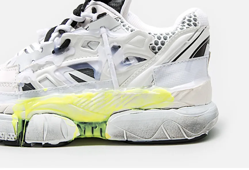 BELLALILY DIRTY WHITE DISSOLVE LEATHER SNEAKER