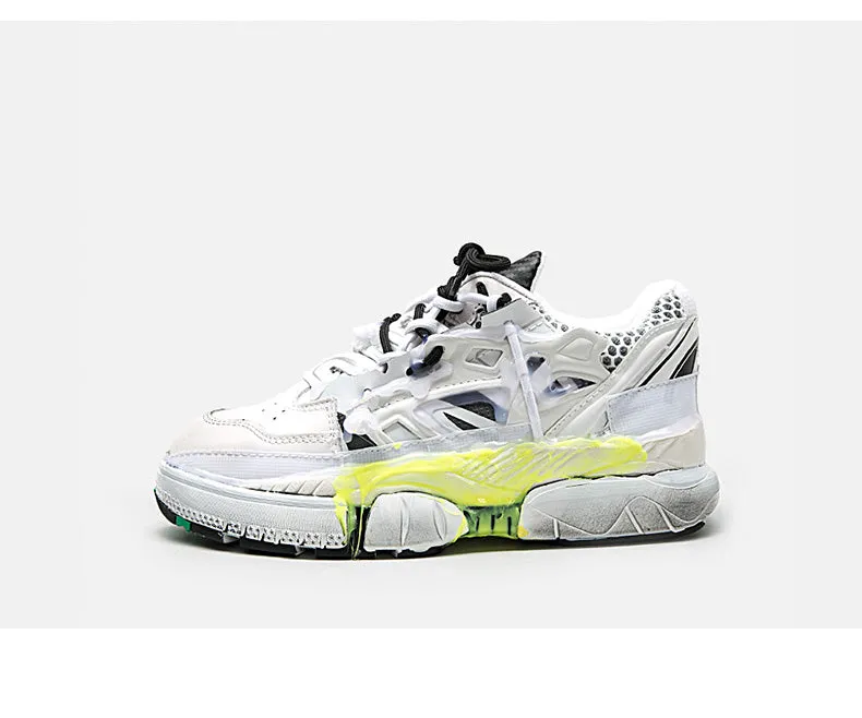 BELLALILY DIRTY WHITE DISSOLVE LEATHER SNEAKER