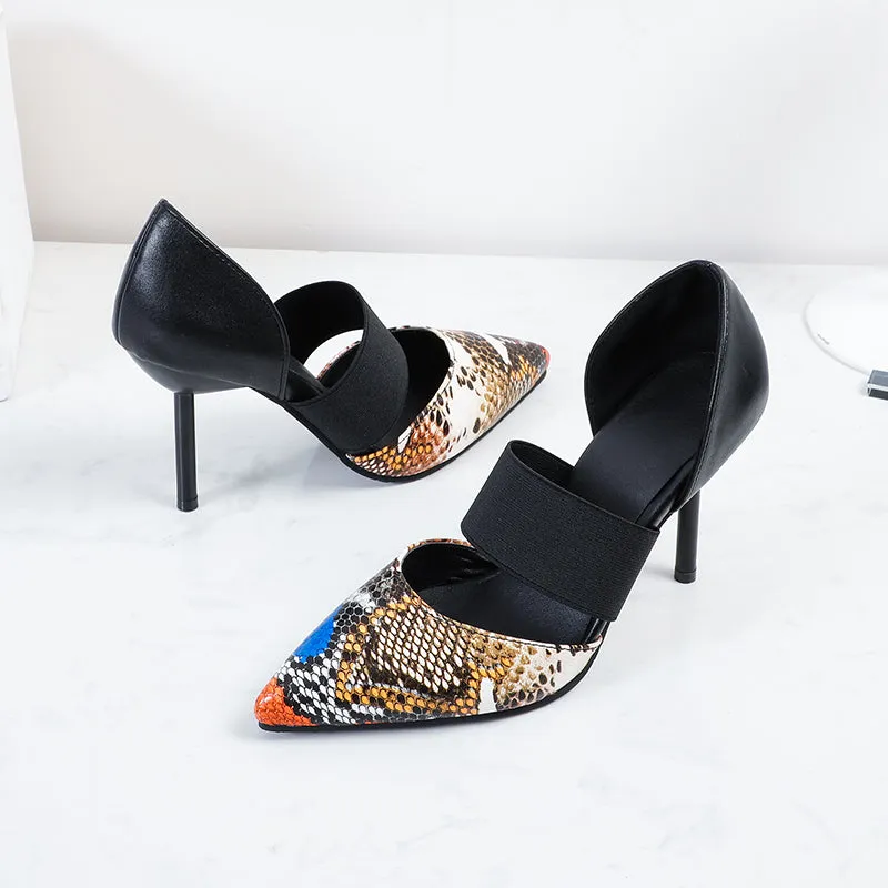 Bigsizeheels Pointed slip-on stilettos - Brown