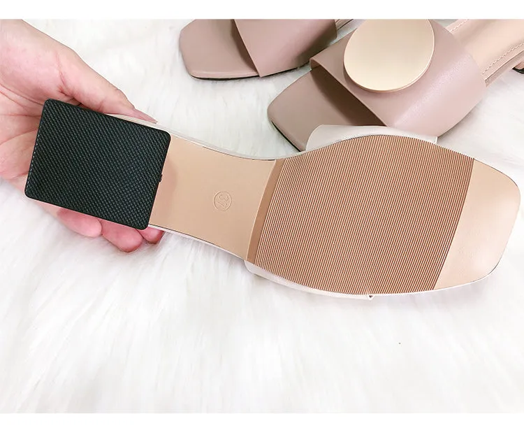 BOOPDO DESIGN BLOCK HEELED SANDALS WITH STUD DETAIL
