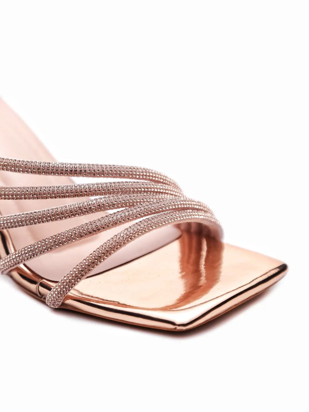 Brauch Rose Gold Rhinestone Multi-straps heel