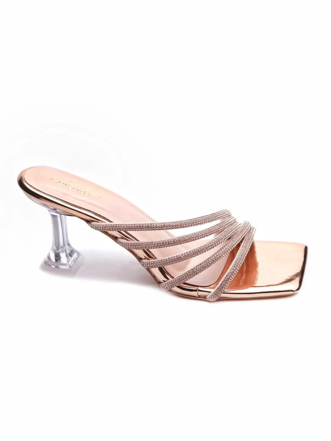 Brauch Rose Gold Rhinestone Multi-straps heel