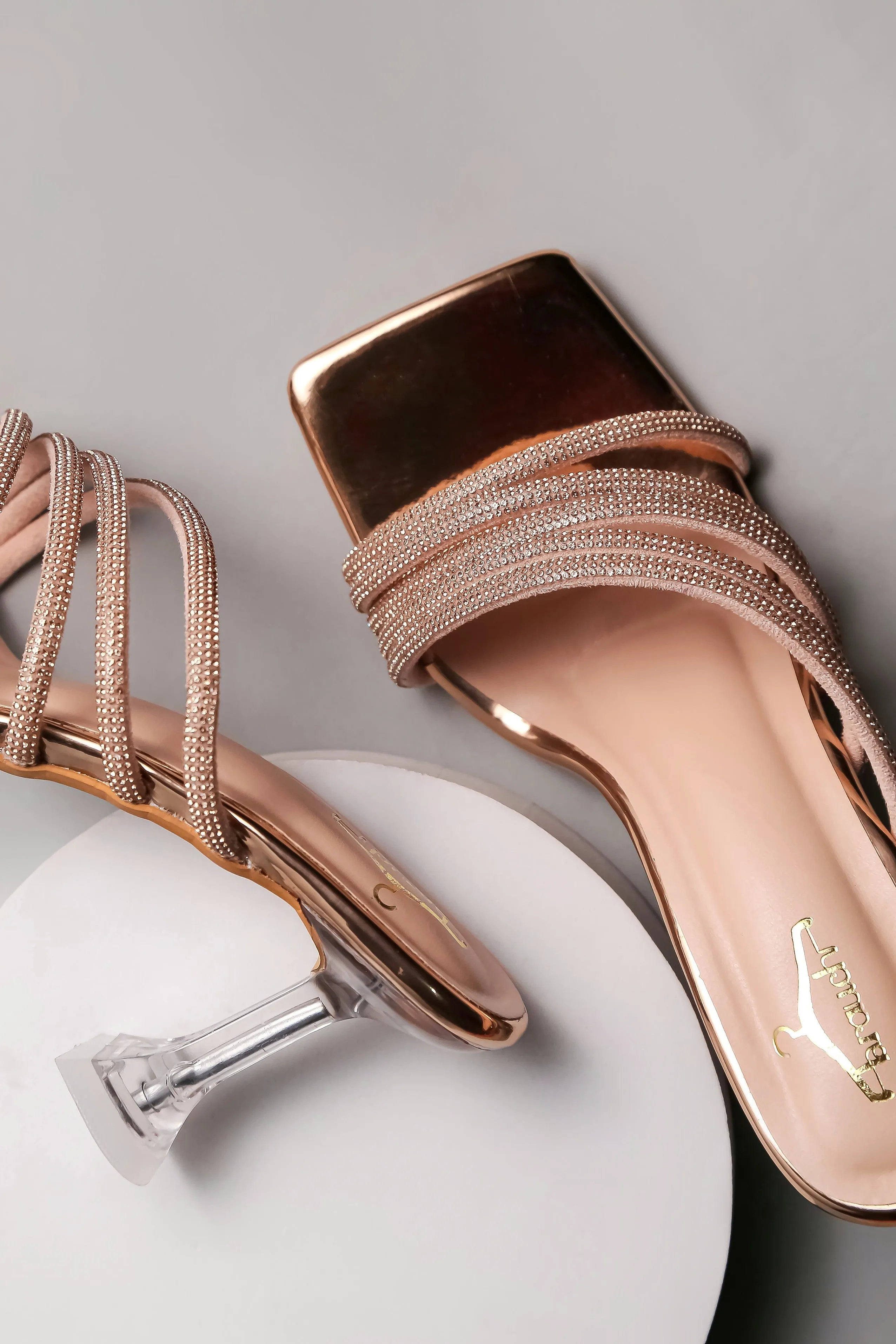 Brauch Rose Gold Rhinestone Multi-straps heel