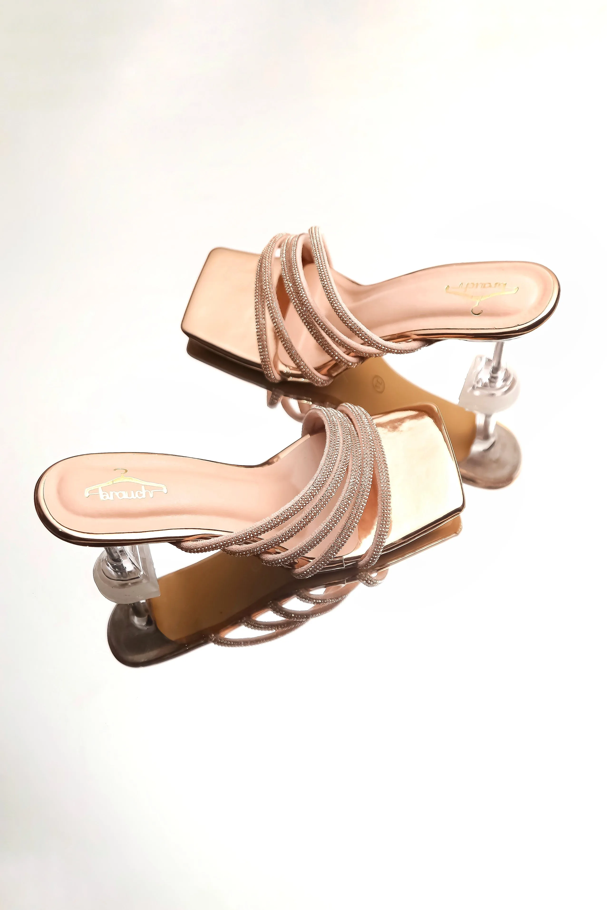 Brauch Rose Gold Rhinestone Multi-straps heel