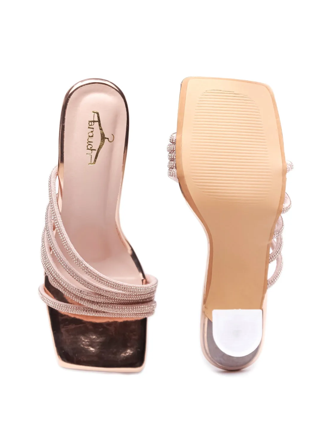 Brauch Rose Gold Rhinestone Multi-straps heel