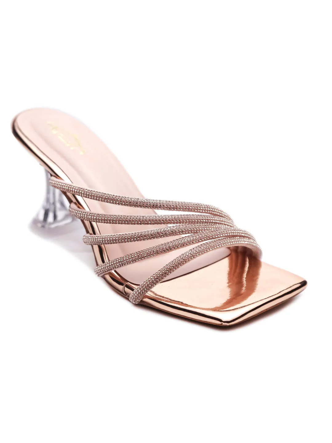 Brauch Rose Gold Rhinestone Multi-straps heel