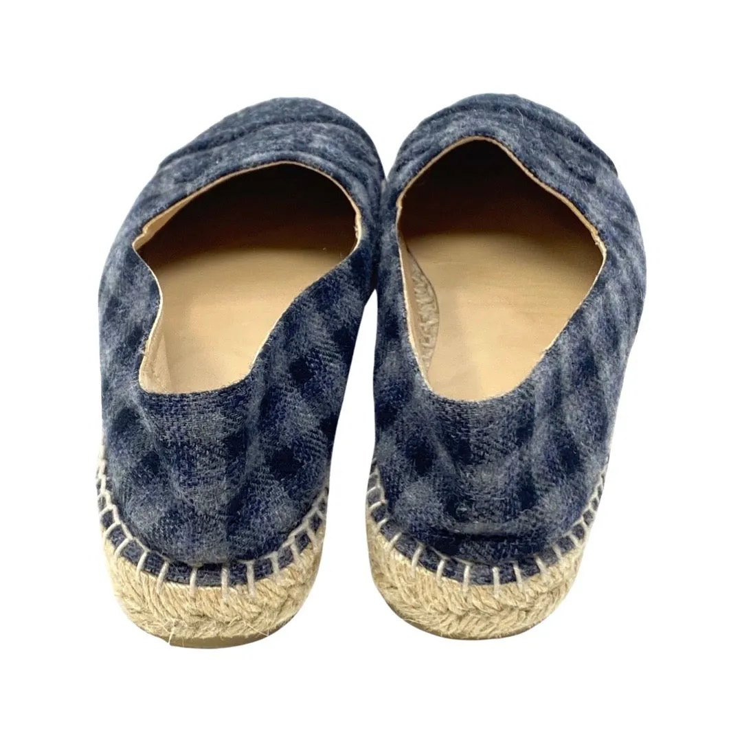 CHANEL Black Gray Plaid Wool CC Espadrille Flats 38 | 7.5