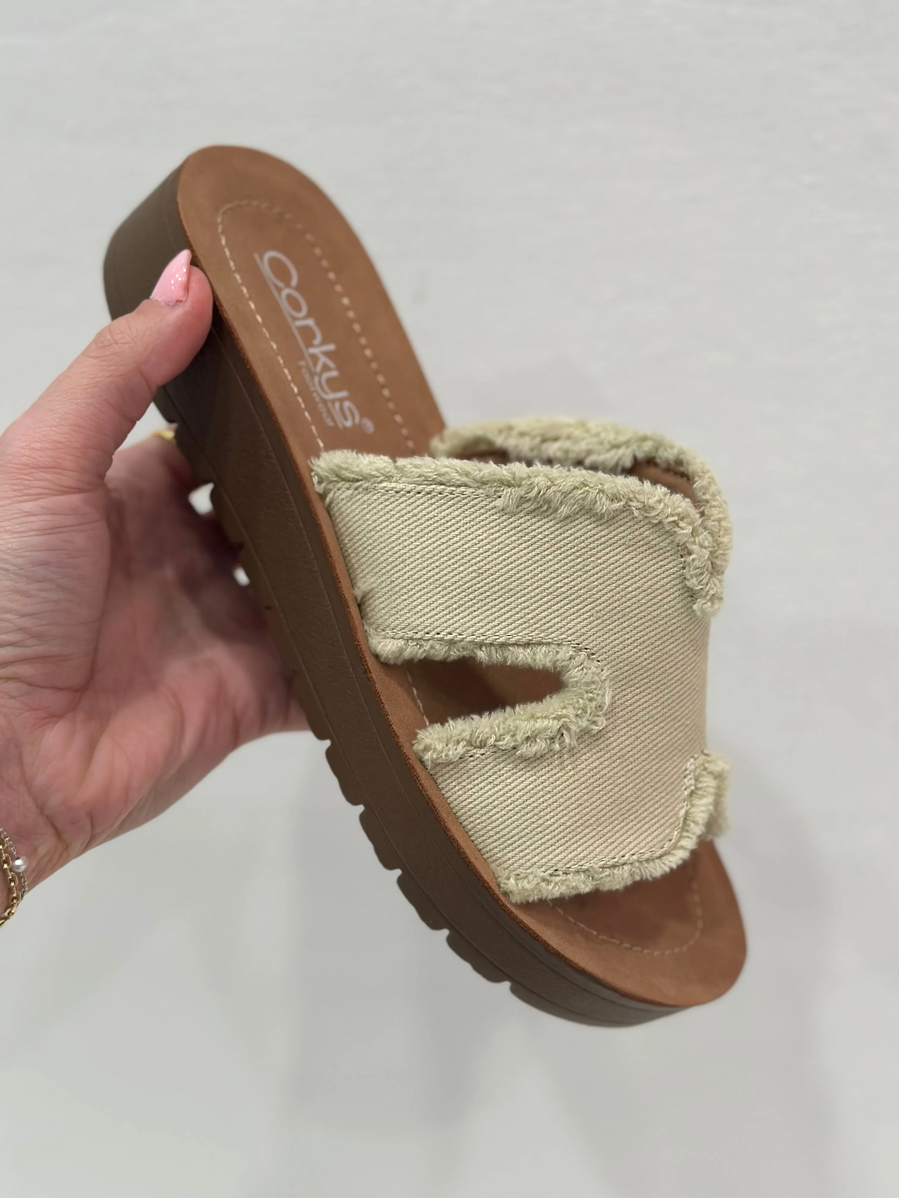 Corky's Hold Please Sandal - Sand Frayed
