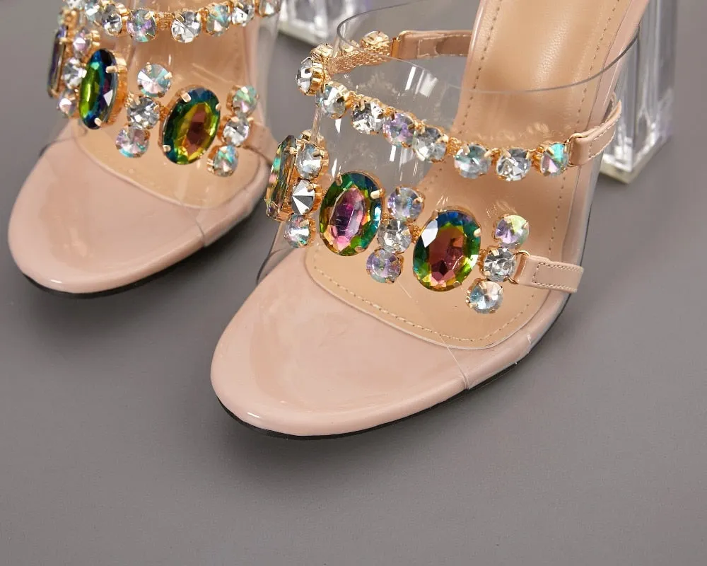 Crystal Diamond Transparent Slide Heels