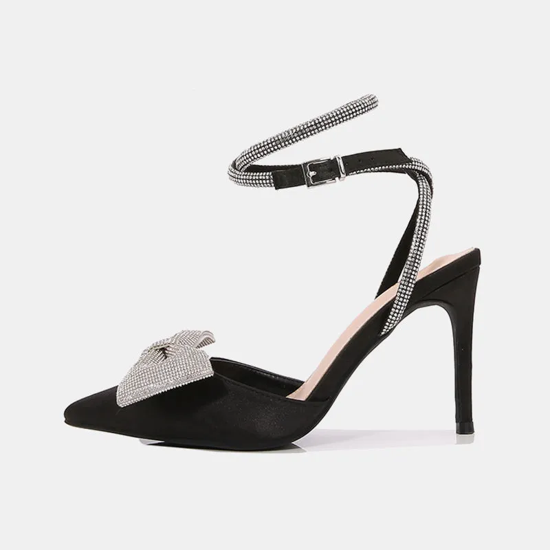 Diamond Bow Strappy Heel Sandals