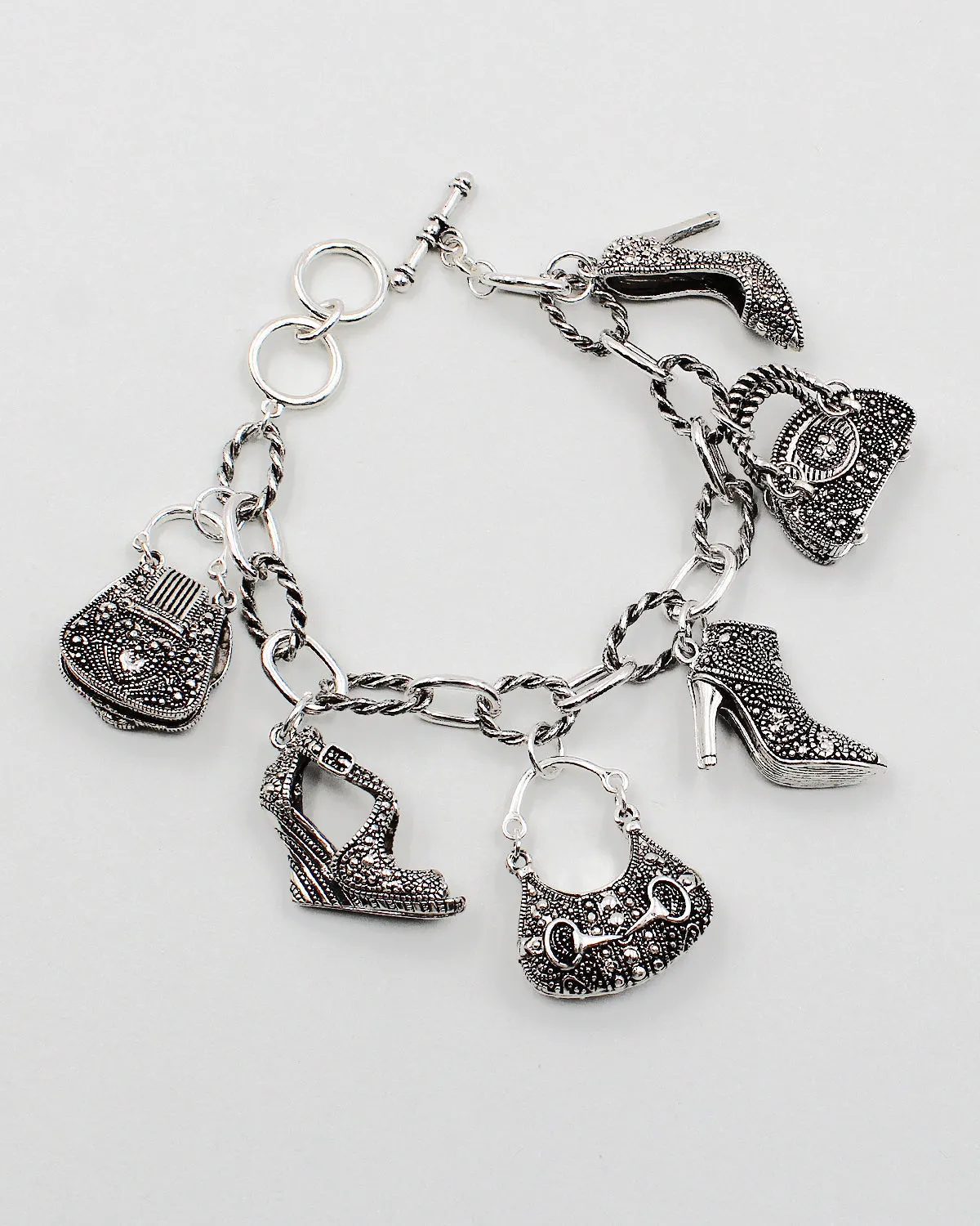 Diamond Cut 'Heels & Purses' Charm Bracelet
