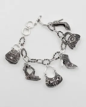 Diamond Cut 'Heels & Purses' Charm Bracelet