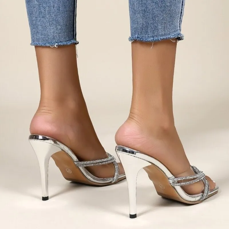 Diamond Hollow Out High Heeled