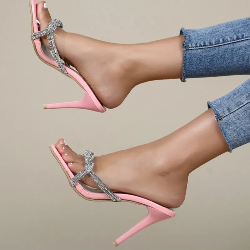 Diamond Hollow Out High Heeled